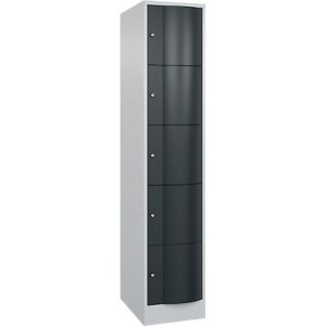 C+P Schließfachschrank Resisto, 1 Abteil, 5 Fächer, B 396 x T 640 x H 1950 mm, Lichtgrau/Anthrazitgrau C+P Schließfachschrank Resisto, 1 Abteil, 5 Fächer, B 396 x T 640 x H 1950 mm, Lichtgrau/Anthrazitgrau