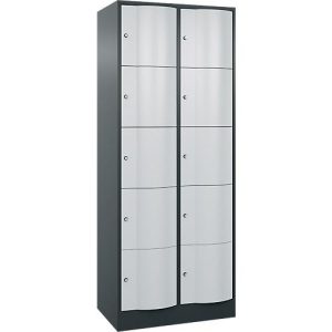 C+P Schließfachschrank Resisto, 2 Abteile, 10 Fächer, B 772 x T 540 x H 1950 mm, Anthrazitgrau/Lichtgrau C+P Schließfachschrank Resisto, 2 Abteile, 10 Fächer, B 772 x T 540 x H 1950 mm, Anthrazitgrau/Lichtgrau