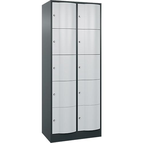 C+P Schließfachschrank Resisto, 2 Abteile, 10 Fächer, B 772 x T 540 x H 1950 mm, Anthrazitgrau/Lichtgrau