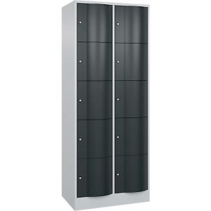 C+P Schließfachschrank Resisto, 2 Abteile, 10 Fächer, B 772 x T 540 x H 1950 mm, Lichtgrau/Anthrazitgrau C+P Schließfachschrank Resisto, 2 Abteile, 10 Fächer, B 772 x T 540 x H 1950 mm, Lichtgrau/Anthrazitgrau