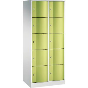 C+P Schließfachschrank Resisto, 2 Abteile, 10 Fächer, B 772 x T 540 x H 1950 mm, Lichtgrau C+P Schließfachschrank Resisto, 2 Abteile, 10 Fächer, B 772 x T 540 x H 1950 mm, Lichtgrau