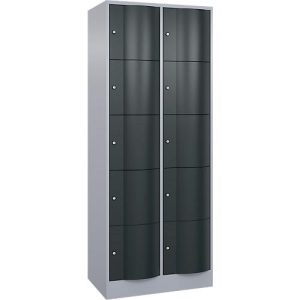 C+P Schließfachschrank Resisto, 2 Abteile, 10 Fächer, B 772 x T 540 x H 1950 mm, Weißalu/Anthrazitgrau C+P Schließfachschrank Resisto, 2 Abteile, 10 Fächer, B 772 x T 540 x H 1950 mm, Weißalu/Anthrazitgrau