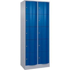 C+P Schließfachschrank Resisto, 2 Abteile, 10 Fächer, B 772 x T 540 x H 1950 mm, Weißalu/Enzianblau C+P Schließfachschrank Resisto, 2 Abteile, 10 Fächer, B 772 x T 540 x H 1950 mm, Weißalu/Enzianblau