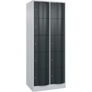 C+P Schließfachschrank Resisto, 2 Abteile, 10 Fächer, B 772 x T 640 x H 1950 mm, Lichtgrau/Anthrazitgrau C+P Schließfachschrank Resisto, 2 Abteile, 10 Fächer, B 772 x T 640 x H 1950 mm, Lichtgrau/Anthrazitgrau