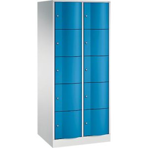 C+P Schließfachschrank Resisto, 2 Abteile, 10 Fächer, B 772 x T 640 x H 1950 mm, Lichtgrau/Lichtblau C+P Schließfachschrank Resisto, 2 Abteile, 10 Fächer, B 772 x T 640 x H 1950 mm, Lichtgrau/Lichtblau