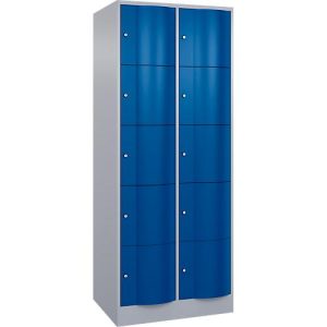 C+P Schließfachschrank Resisto, 2 Abteile, 10 Fächer, B 772 x T 640 x H 1950 mm, Weißalu/Enzianblau C+P Schließfachschrank Resisto, 2 Abteile, 10 Fächer, B 772 x T 640 x H 1950 mm, Weißalu/Enzianblau