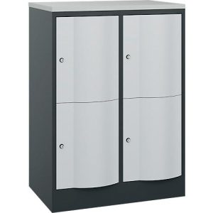 C+P Schließfachschrank Resisto, 2 Abteile, 4 Fächer, B 772 x T 540 x H 1077 mm, Anthrazitgrau/Lichtgrau C+P Schließfachschrank Resisto, 2 Abteile, 4 Fächer, B 772 x T 540 x H 1077 mm, Anthrazitgrau/Lichtgrau