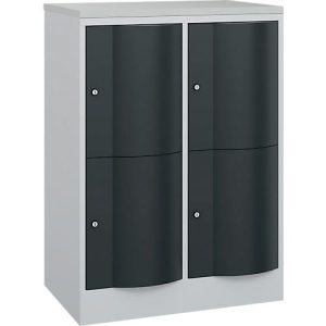 C+P Schließfachschrank Resisto, 2 Abteile, 4 Fächer, B 772 x T 540 x H 1077 mm, Lichtgrau/Anthrazitgrau C+P Schließfachschrank Resisto, 2 Abteile, 4 Fächer, B 772 x T 540 x H 1077 mm, Lichtgrau/Anthrazitgrau