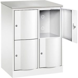 C+P Schließfachschrank Resisto, 2 Abteile, 4 Fächer, B 772 x T 540 x H 1077 mm, Verkehrsweiß C+P Schließfachschrank Resisto, 2 Abteile, 4 Fächer, B 772 x T 540 x H 1077 mm, Verkehrsweiß
