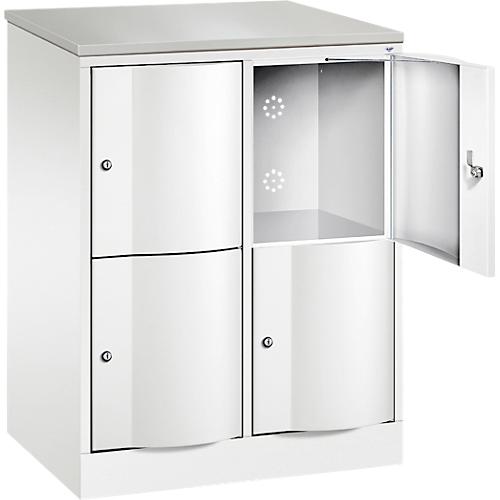 C+P Schließfachschrank Resisto, 2 Abteile, 4 Fächer, B 772 x T 540 x H 1077 mm, Verkehrsweiß