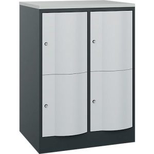 C+P Schließfachschrank Resisto, 2 Abteile, 4 Fächer, B 772 x T 640 x H 1077 mm, Anthrazitgrau/Lichtgrau C+P Schließfachschrank Resisto, 2 Abteile, 4 Fächer, B 772 x T 640 x H 1077 mm, Anthrazitgrau/Lichtgrau