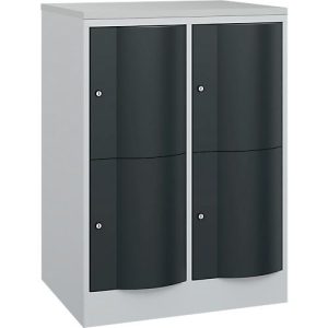 C+P Schließfachschrank Resisto, 2 Abteile, 4 Fächer, B 772 x T 640 x H 1077 mm, Lichtgrau/Anthrazitgrau C+P Schließfachschrank Resisto, 2 Abteile, 4 Fächer, B 772 x T 640 x H 1077 mm, Lichtgrau/Anthrazitgrau