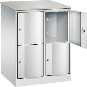 C+P Schließfachschrank Resisto, 2 Abteile, 4 Fächer, B 772 x T 640 x H 1077 mm, Lichtgrau C+P Schließfachschrank Resisto, 2 Abteile, 4 Fächer, B 772 x T 640 x H 1077 mm, Lichtgrau