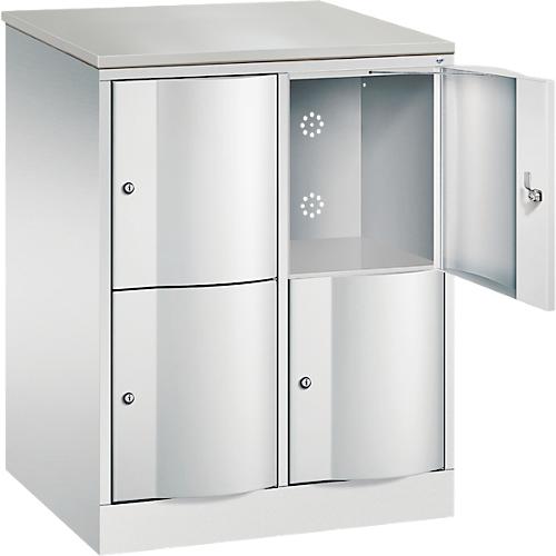 C+P Schließfachschrank Resisto, 2 Abteile, 4 Fächer, B 772 x T 640 x H 1077 mm, Lichtgrau