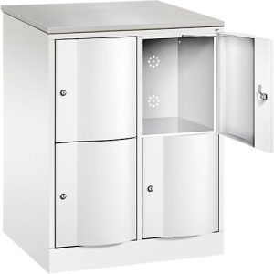 C+P Schließfachschrank Resisto, 2 Abteile, 4 Fächer, B 772 x T 640 x H 1077 mm, Verkehrsweiß C+P Schließfachschrank Resisto, 2 Abteile, 4 Fächer, B 772 x T 640 x H 1077 mm, Verkehrsweiß