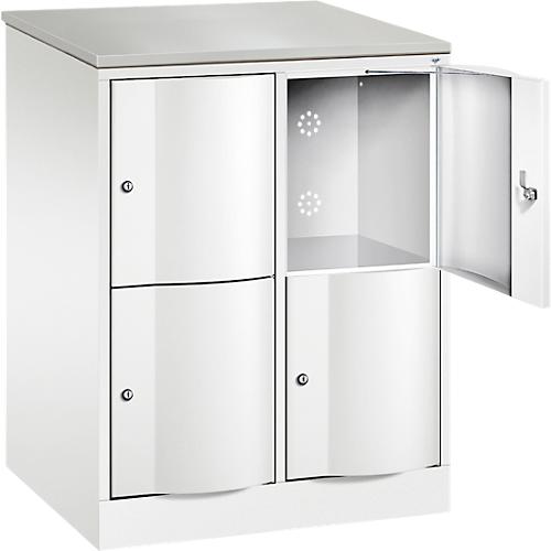 C+P Schließfachschrank Resisto, 2 Abteile, 4 Fächer, B 772 x T 640 x H 1077 mm, Verkehrsweiß