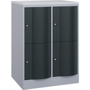 C+P Schließfachschrank Resisto, 2 Abteile, 4 Fächer, B 772 x T 640 x H 1077 mm, Weißalu/Anthrazitgrau C+P Schließfachschrank Resisto, 2 Abteile, 4 Fächer, B 772 x T 640 x H 1077 mm, Weißalu/Anthrazitgrau