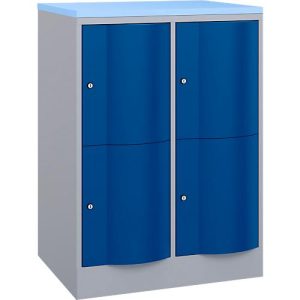 C+P Schließfachschrank Resisto, 2 Abteile, 4 Fächer, B 772 x T 640 x H 1077 mm, Weißalu/Enzianblau C+P Schließfachschrank Resisto, 2 Abteile, 4 Fächer, B 772 x T 640 x H 1077 mm, Weißalu/Enzianblau