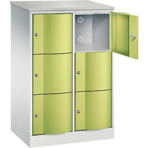 C+P Schließfachschrank Resisto, 2 Abteile, 6 Fächer, B 772 x T 540 x H 1255 mm, Lichtgrau/Rubinrot C+P Schließfachschrank Resisto, 2 Abteile, 6 Fächer, B 772 x T 540 x H 1255 mm, Lichtgrau/Rubinrot