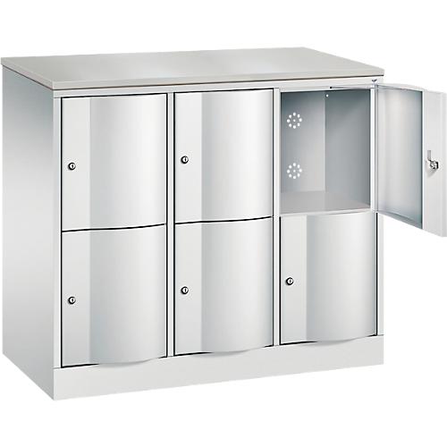 C+P Schließfachschrank Resisto, 3 Abteile, 6 Fächer, B 1148 x T 540 x H 1077 mm, Lichtgrau