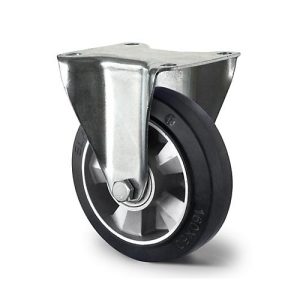 CASCOO Bockrolle BAF4, mit Rad-ø 200 mm x B 50 mm, Aluminium-Felge, Elastik-Lauffläche, schwarz, Doppelkugellager, bis 500 kg