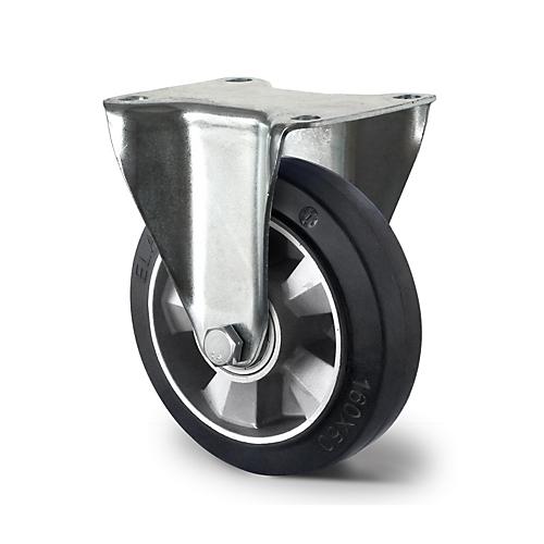 CASCOO Bockrolle BAF4, mit Rad-ø 200 mm x B 50 mm, Aluminium-Felge, Elastik-Lauffläche, schwarz, Doppelkugellager, bis 500 kg