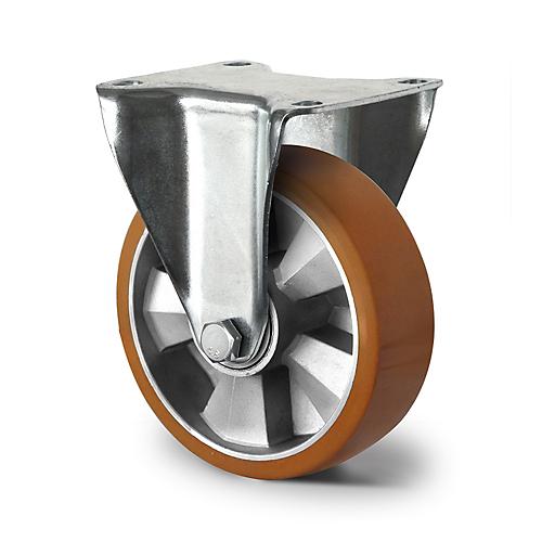 CASCOO Bockrolle BAU5, mit Rad-ø 200 mm x B 50 mm, Aluminium-Felge, Polyurethan-Lauffläche, braun, Doppelkugellager, bis 700 kg