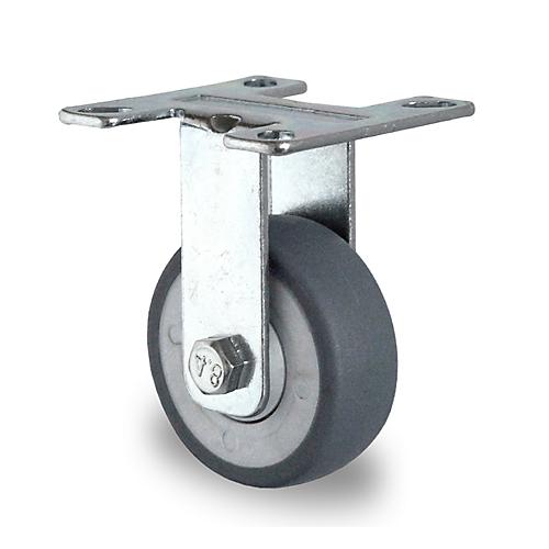 CASCOO Bockrolle P2T2, mit Rad-ø 50 mm x B 19 mm, Polypropylen-Felge, Elastomer-Lauffläche, grau, Kugellager, bis 50 kg