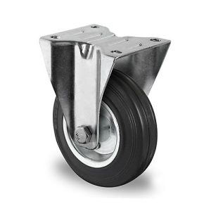 CASCOO Bockrolle SWS4, mit Rad-ø 125 mm x B 38 mm, Stahl-Felge, Vollgummi-Lauffläche, schwarz, Rollenlager, bis 100 kg