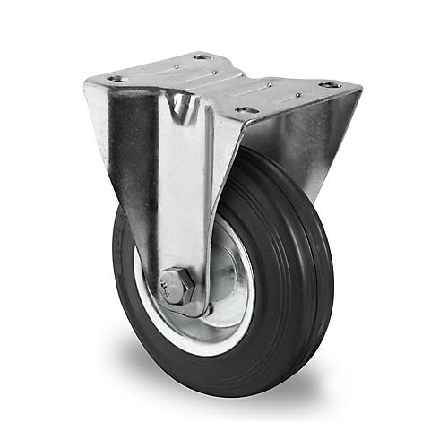 CASCOO Bockrolle SWS4, mit Rad-ø 125 mm x B 38 mm, Stahl-Felge, Vollgummi-Lauffläche, schwarz, Rollenlager, bis 100 kg