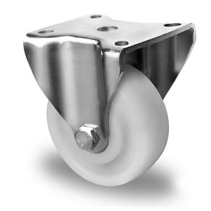 CASCOO Bockrolle V0Z0, mit Rad-ø 125 mm x B 40 mm, Polyamid-Felge, Polyamid-Lauffläche, natur/weiß, Doppelkugellager, bis 700 kg