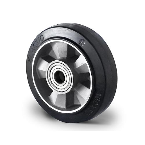 CASCOO Einbaurad BAF4, mit Rad-ø 200 mm x B 50 mm, Aluminium-Felge, Elastik-Lauffläche, schwarz, Doppelkugellager, bis 500 kg