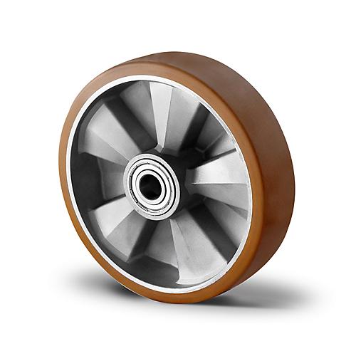 CASCOO Einbaurad BAU5, mit Rad-ø 200 mm x B 50 mm, Aluminium-Felge, Polyurethan-Lauffläche, braun, Doppelkugellager, bis 800 kg