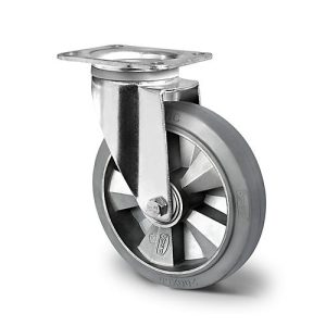 CASCOO Lenkrolle BAF2, mit Rad-ø 160 mm x B 50 mm, Aluminium-Felge, Elastik-Lauffläche, grau, Doppelkugellager, bis 400 kg CASCOO Lenkrolle BAF2, mit Rad-ø 160 mm x B 50 mm, Aluminium-Felge, Elastik-Lauffläche, grau, Doppelkugellager, bis 400 kg