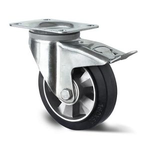 CASCOO Lenkrolle BAF4, mit Totalfeststeller, Rad-ø 200 mm x B 50 mm, Aluminium-Felge, Elastik-Lauffläche, schwarz, Doppelkugellager, bis 500 kg CASCOO Lenkrolle BAF4, mit Totalfeststeller, Rad-ø 200 mm x B 50 mm, Aluminium-Felge, Elastik-Lauffläche, schwarz, Doppelkugellager, bis 500 kg