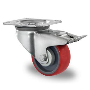 CASCOO Lenkrolle N2U6, mit Totalfeststeller, Rad-ø 80 mm x B 32 mm, Polyamid-Felge, Polyurethan-Lauffläche, rot, Rollenlager, bis 130 kg CASCOO Lenkrolle N2U6, mit Totalfeststeller, Rad-ø 80 mm x B 32 mm, Polyamid-Felge, Polyurethan-Lauffläche, rot, Rollenlager, bis 130 kg