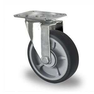 CASCOO Lenkrolle P2G2, mit Rad-ø 125 mm x B 35 mm, Polypropylen-Felge, Elastomer-Lauffläche, grau, Kugellager, bis 165 kg CASCOO Lenkrolle P2G2, mit Rad-ø 125 mm x B 35 mm, Polypropylen-Felge, Elastomer-Lauffläche, grau, Kugellager, bis 165 kg