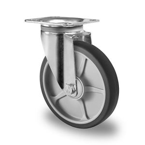 CASCOO Lenkrolle P2G2, mit Rad-ø 200 mm x B 40 mm, Polypropylen-Felge, Elastomer-Lauffläche, grau, Kugellager, bis 250 kg CASCOO Lenkrolle P2G2, mit Rad-ø 200 mm x B 40 mm, Polypropylen-Felge, Elastomer-Lauffläche, grau, Kugellager, bis 250 kg
