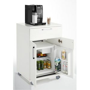 Catering-Caddy, mit Kühlschrankfach und Klappfach, B 650 x T 600 x H 1000 mm, mit Kühlbox, weiß Catering-Caddy, mit Kühlschrankfach und Klappfach, B 650 x T 600 x H 1000 mm, mit Kühlbox, weiß