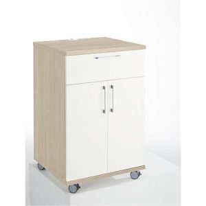 Catering-Caddy, mit Kühlschrankfach und Klappfach, B 650 x T 600 x H 1000 mm, ohne Kühlbox, Eiche-Dekor/weiß Catering-Caddy, mit Kühlschrankfach und Klappfach, B 650 x T 600 x H 1000 mm, ohne Kühlbox, Eiche-Dekor/weiß