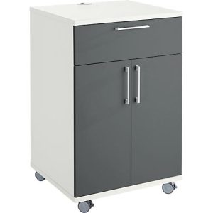 Catering-Caddy, mit Kühlschrankfach und Klappfach, B 650 x T 600 x H 1000 mm, ohne Kühlbox, weiß/grau Catering-Caddy, mit Kühlschrankfach und Klappfach, B 650 x T 600 x H 1000 mm, ohne Kühlbox, weiß/grau