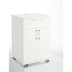 Catering-Caddy, mit Kühlschrankfach und Klappfach, B 650 x T 600 x H 1000 mm, ohne Kühlbox, weiß Catering-Caddy, mit Kühlschrankfach und Klappfach, B 650 x T 600 x H 1000 mm, ohne Kühlbox, weiß