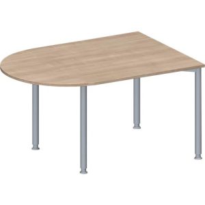chäfer Shop Genius Konferenztisch MODENA FLEX, Halbkreis, 4-Fuß Quadratrohr, B 1400 x T 1000 x H 720-840 mm, Eiche Dekor/weißaluminium RAL 9006 chäfer Shop Genius Konferenztisch MODENA FLEX, Halbkreis, 4-Fuß Quadratrohr, B 1400 x T 1000 x H 720-840 mm, Eiche Dekor/weißaluminium RAL 9006