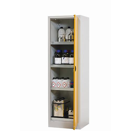 Chemikalienschrank asecos CF-CLASSIC, Flügeltür, Anschlag rechts, Front Sicherheitsgelb, B 600 x T 500 x H 1950 mm