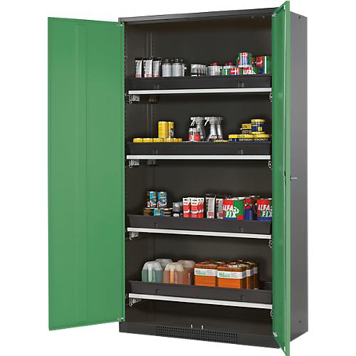 Chemikalienschrank Asecos CS-CLASSIC, Flügeltür, 4 Auszugswannen, 1055x520x1950 mm, resedagrün
