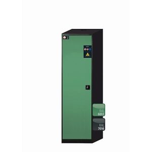 Chemikalienschrank asecos CS-CLASSIC, Flügeltür, Anschlag links, Front Resedagrün, B 545 x T 520 x H 1950 mm Chemikalienschrank asecos CS-CLASSIC, Flügeltür, Anschlag links, Front Resedagrün, B 545 x T 520 x H 1950 mm