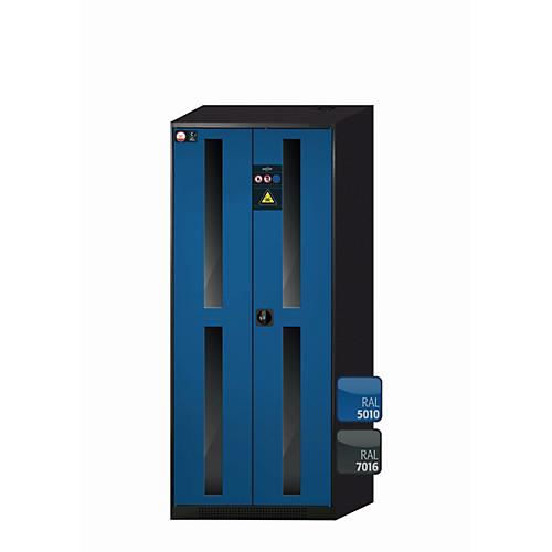 Chemikalienschrank asecos CS-CLASSIC-G, Flügeltüren mit Glasausschnitt, Front Enzianblau, B 810 x T 520 x H 1950 mm