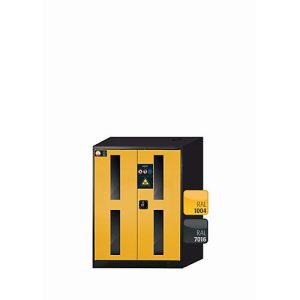 Chemikalienschrank asecos CS-CLASSIC-G, Flügeltüren mit Glasausschnitt, Front Sicherheitsgelb, B 810 x T 520 x H 1105 mm Chemikalienschrank asecos CS-CLASSIC-G, Flügeltüren mit Glasausschnitt, Front Sicherheitsgelb, B 810 x T 520 x H 1105 mm