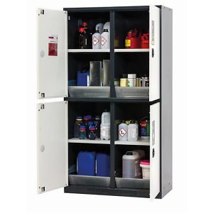 Chemikalienschrank asecos CS-CLASSIC-MultiRisk, Flügeltüren, Front Reinweiß, B 1055 x T 520 x H 1950 mm Chemikalienschrank asecos CS-CLASSIC-MultiRisk, Flügeltüren, Front Reinweiß, B 1055 x T 520 x H 1950 mm