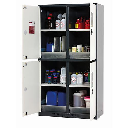 Chemikalienschrank asecos CS-CLASSIC-MultiRisk, Flügeltüren, Front Reinweiß, B 1055 x T 520 x H 1950 mm